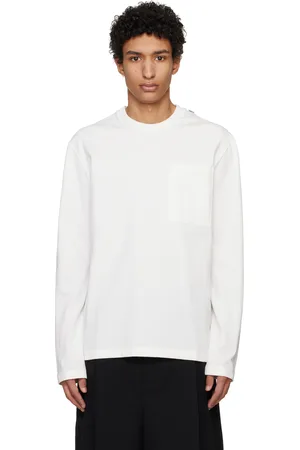 Jil Sander T-shirt à manches longues blanc à étiquette à logo