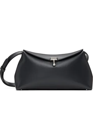 Totême Pochette grise en cuir à verrou tournant