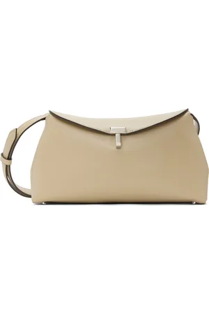 Totême Pochette beige en cuir à verrou tournant