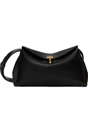 Totême Pochette noire en cuir à verrou tournant