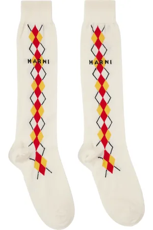 Marni Chaussettes blanc cassé à motif argyle