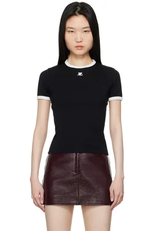 Courrèges T-shirt contrastant noir et blanc