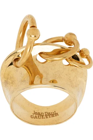Jean Paul Gaultier Bague dorée à breloques de style perçage