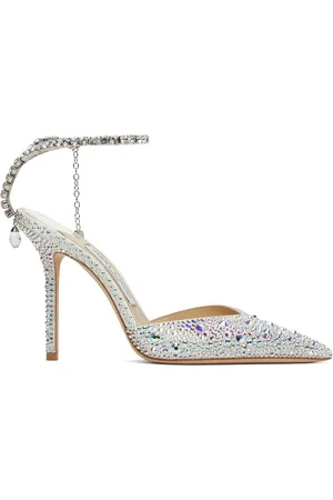 Jimmy Choo Chaussures à talon aiguille 100 argentées à chaine Saeda