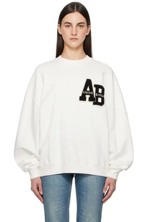 ANINE BING Pull teddy surdimensionné Miles blanc en molleton