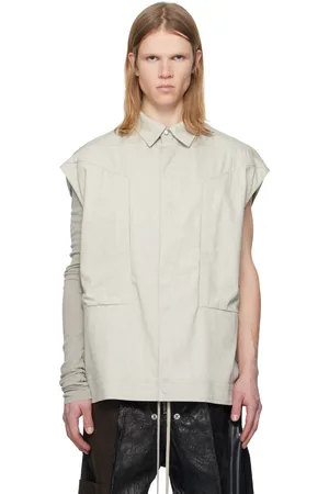 Rick Owens Chemise surdimensionnée sans manches blanc cassé en denim - Hollywood