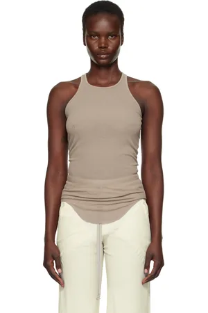 Rick Owens Débardeur taupe en jersey côtelé - Hollywood