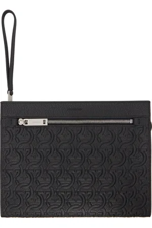 Salvatore Ferragamo Pochette noire à motif Gancini gaufré