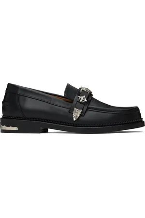 TOGA VIRILIS Flâneurs noirs en cuir saffiano exclusifs à SSENSE