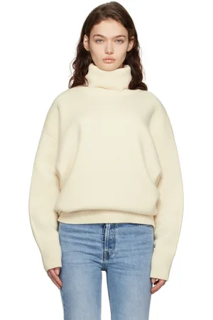 Totême Col roulé blanc cassé en tricot double