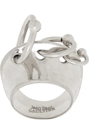 Jean Paul Gaultier Bague argentée à breloques de style perçage