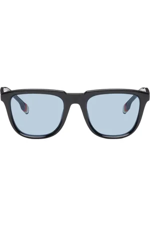 Burberry Lunettes de soleil carrées noires à manchons à rayures