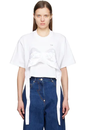 pushBUTTON T-shirt écourté blanc à empiècement de soutien-gorge