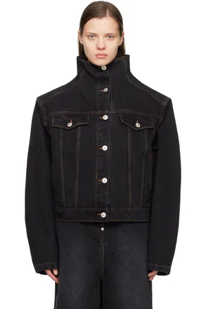 pushBUTTON Blouson noir en denim à col droit