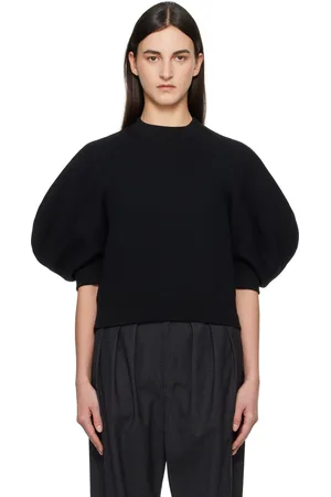 SACAI Pull molletonné noir en jersey de coton