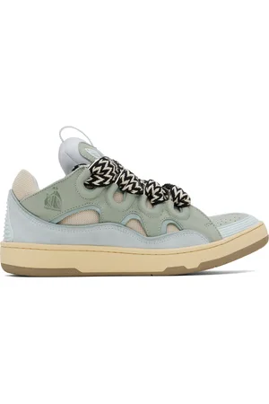 Lanvin Baskets Curb bleu et vert en cuir