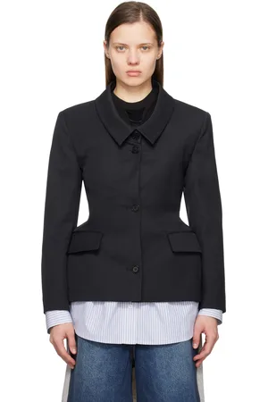pushBUTTON Veston réversible bleu marine en laine