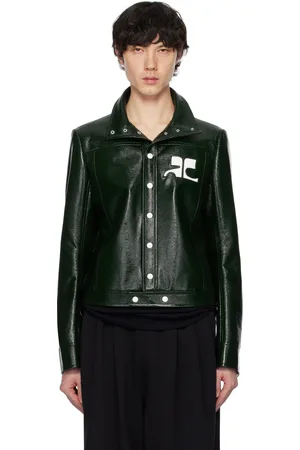 Courrèges Blouson vert en cuir synthétique de style vinyle - Reedition