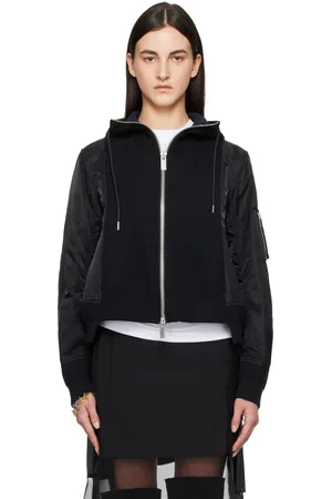 SACAI Pull à capuche en jersey de coton et en sergé de nylon