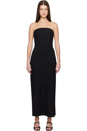 MATTEAU Robe longue sans bretelles noire en crêpe