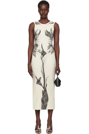 Jean Paul Gaultier Robe longue noir et blanc à motif Body Morphing