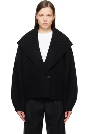 Totême Cardigan noir à revers de style châle