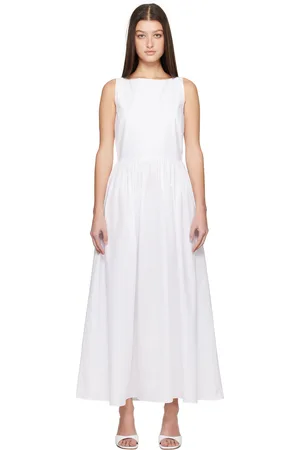 MATTEAU Robe midi blanche à attaches à nouer au dos