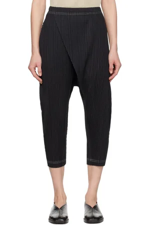 PLEATS PLEASE ISSEY MIYAKE Pantalon noir en ramie à plis