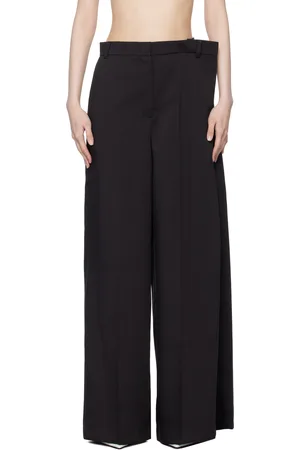 pushBUTTON Pantalon ample noir à taille repliée