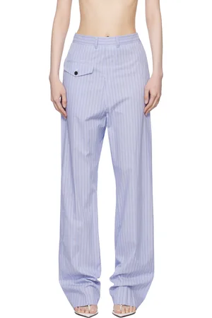 pushBUTTON Pantalon de détente bleu à rayures et à poches