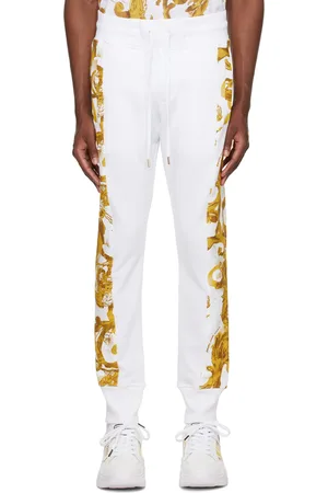 VERSACE Pantalon de survêtement blanc à motif Watercolor Couture