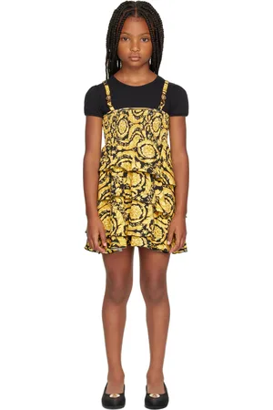 VERSACE Enfant | Robe noir et jaune à motif baroque