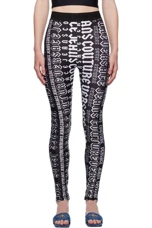 VERSACE Legging noir et blanc à logos imprimés