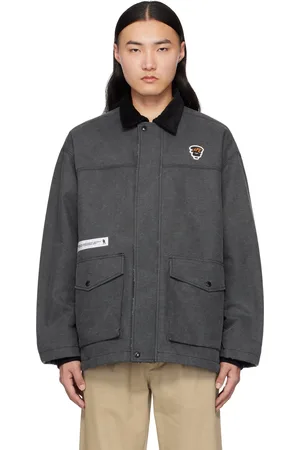 A Bathing Ape Blouson réversible noir et bleu à logo Moonface et à poches utilitaires