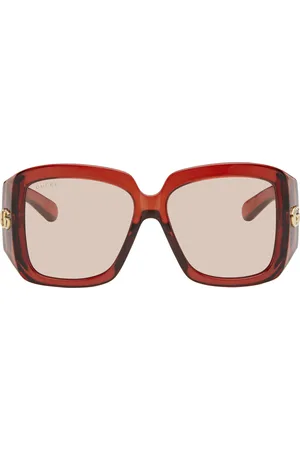 Gucci Lunettes de soleil rectangulaires bourgogne à logos GG
