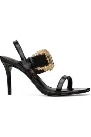 VERSACE Sandales à petit talon Emily noires à boucle Baroque et à bride arrière