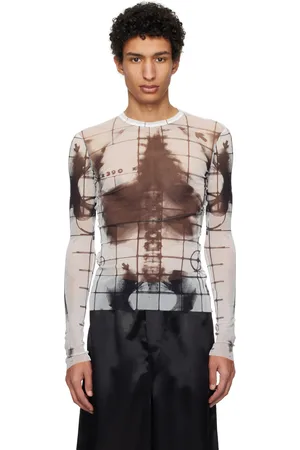 Jean Paul Gaultier Haut à manches longues blanc et noir à imprimé Squeletor