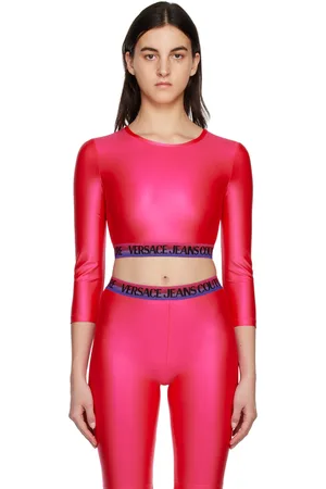 VERSACE T-shirt à manches longues lustré rose