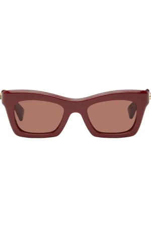 Gucci Lunettes de soleil rectangulaires bourgogne