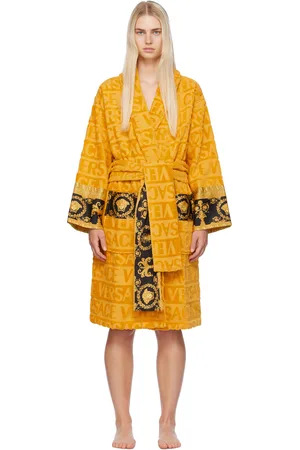 VERSACE Sortie-de-bain jaune à motif I Love Baroque