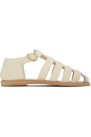 Ancient Greek Sandals Sandales Homeria blanc cassé