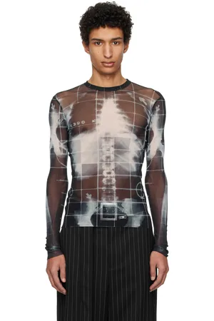 Jean Paul Gaultier Haut à manches longues noir et bleu à imprimé Squeletor