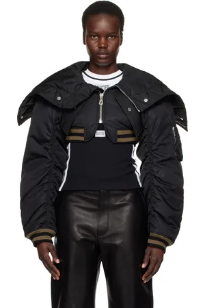 Jean Paul Gaultier Blouson aviateur matelassé noir à ourlet écourté
