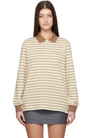 DUNST Polo beige à rayures et à col classique