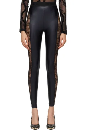 VERSACE Legging noir à panneaux en dentelle