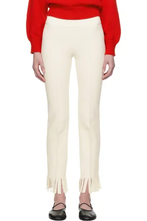 High Pantalon Louis blanc cassé à franges