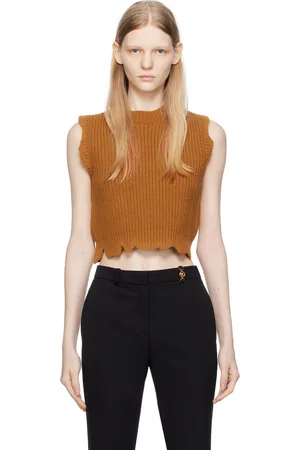 VERSACE Pull orange à bords feutrés