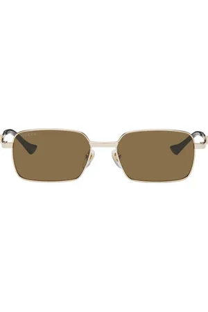 Gucci Lunettes de soleil rectangulaires dorées