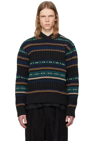 SACAI Pull noir en tricot à mailles ouvertes