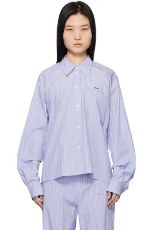 pushBUTTON Chemise bleu à silhouette carrée et à rayures